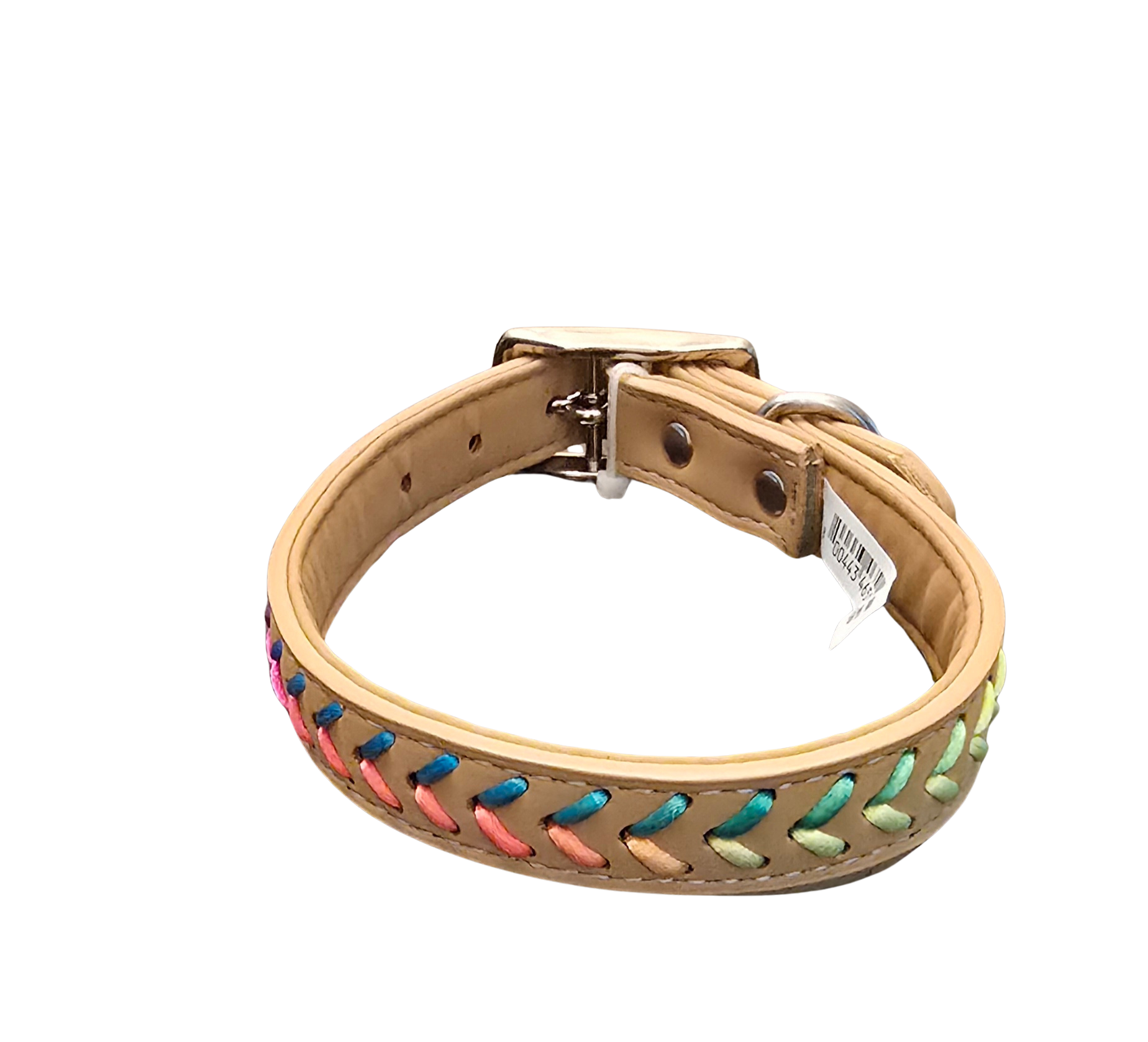 🌈 Tan & Neon Rainbow Braided Dog Collar