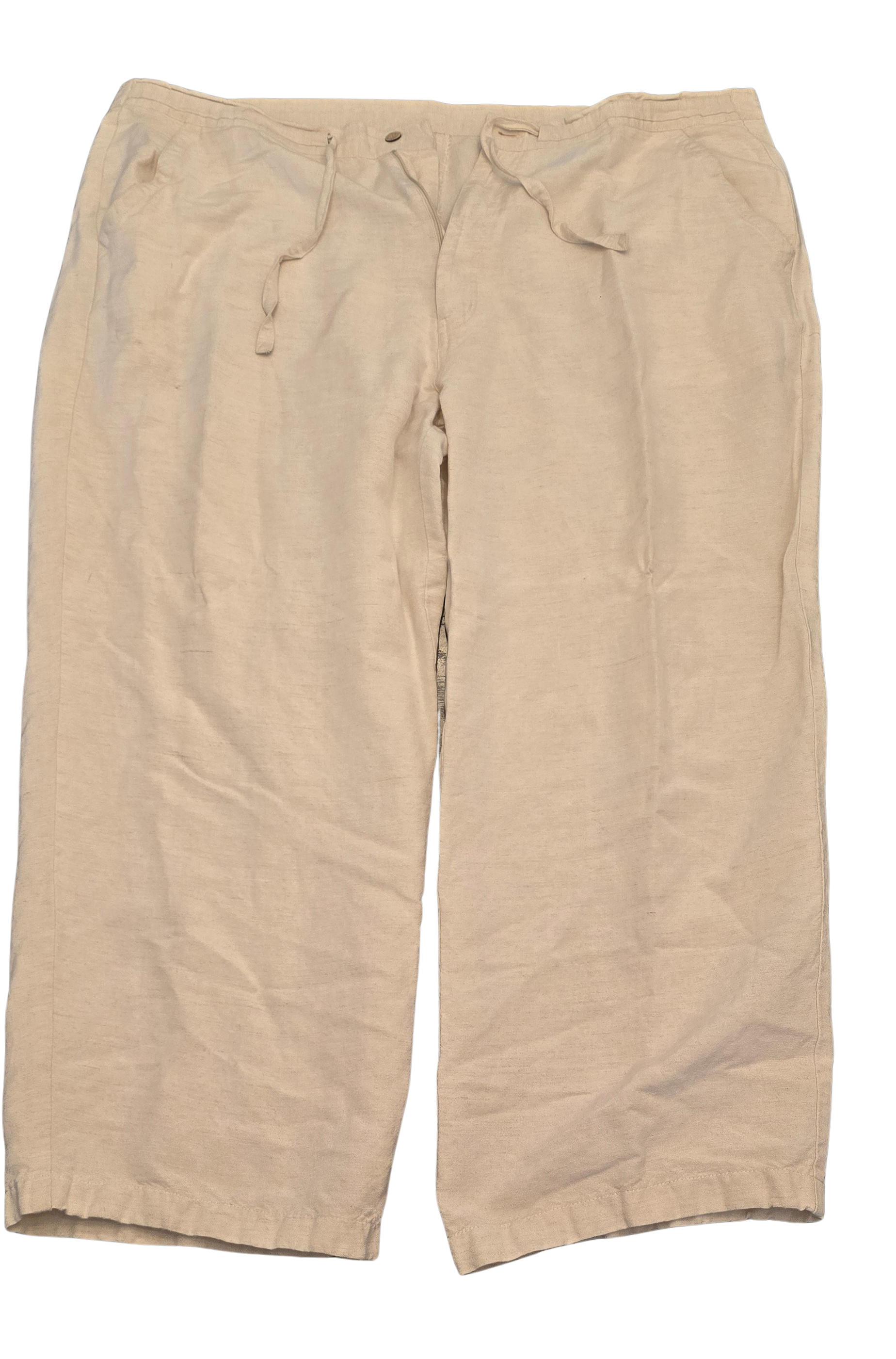 Cubavera Men’s Linen Pants – Size XL (40–42), Beige, Drawstring Waist