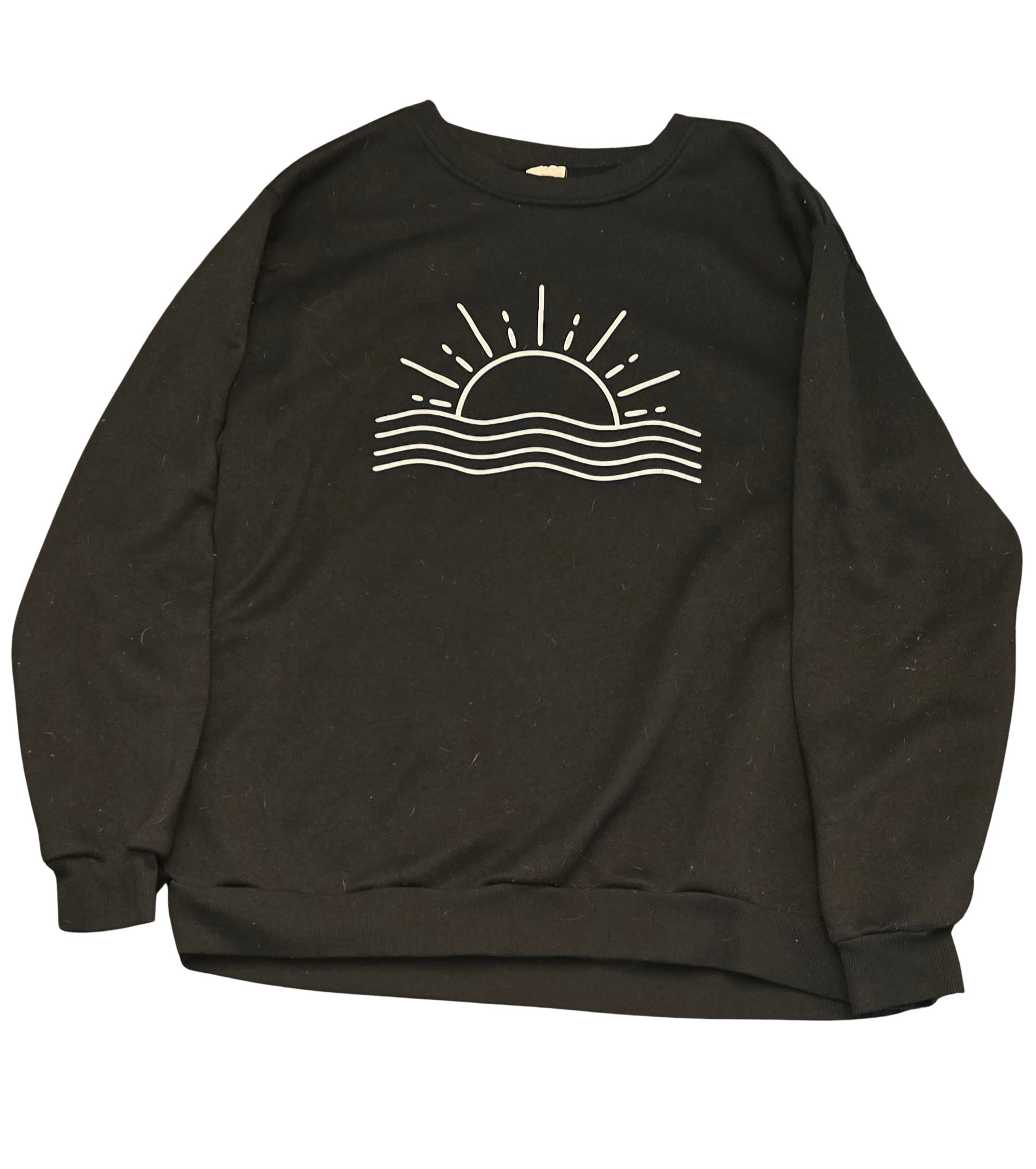 Women’s XL Black Sweatshirt – Sun Design, Soft & Comfy (Gently Loved)
