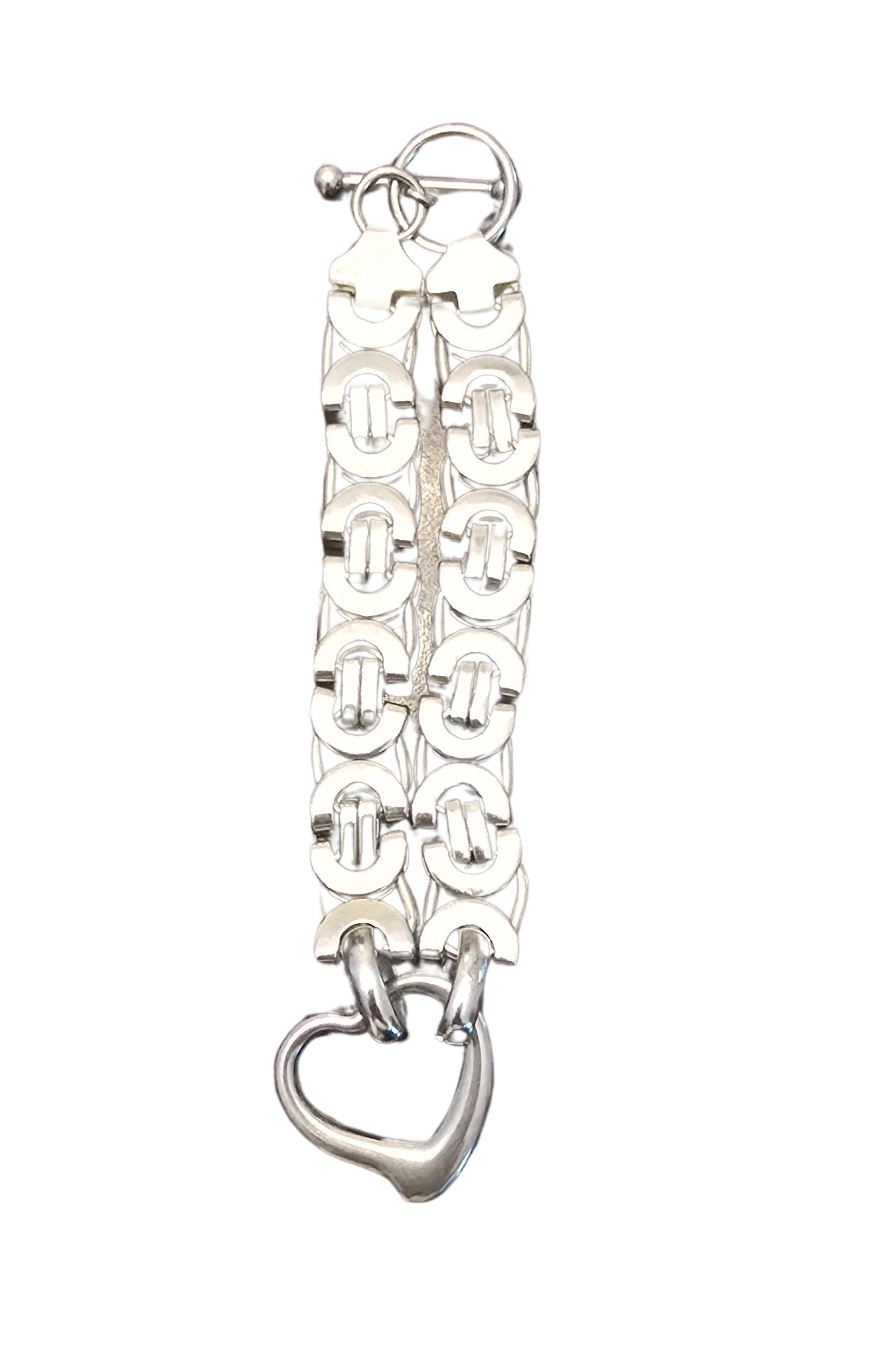 Stainless Steel Heart Toggle Bracelet – 8" XL, Never Worn & Ready to Shine