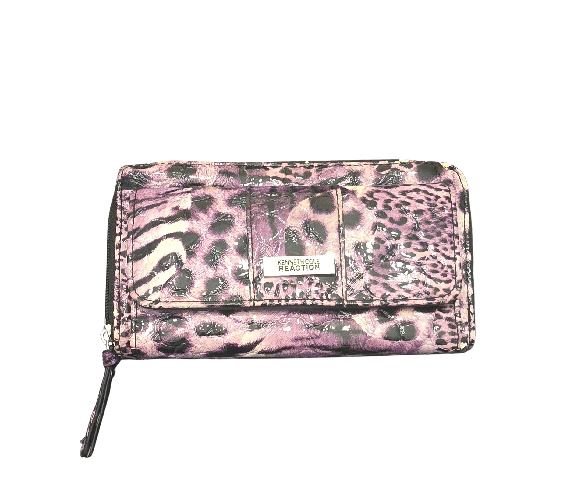 Kenneth Cole Reaction Large Wallet – Purple & Black Leopard Print