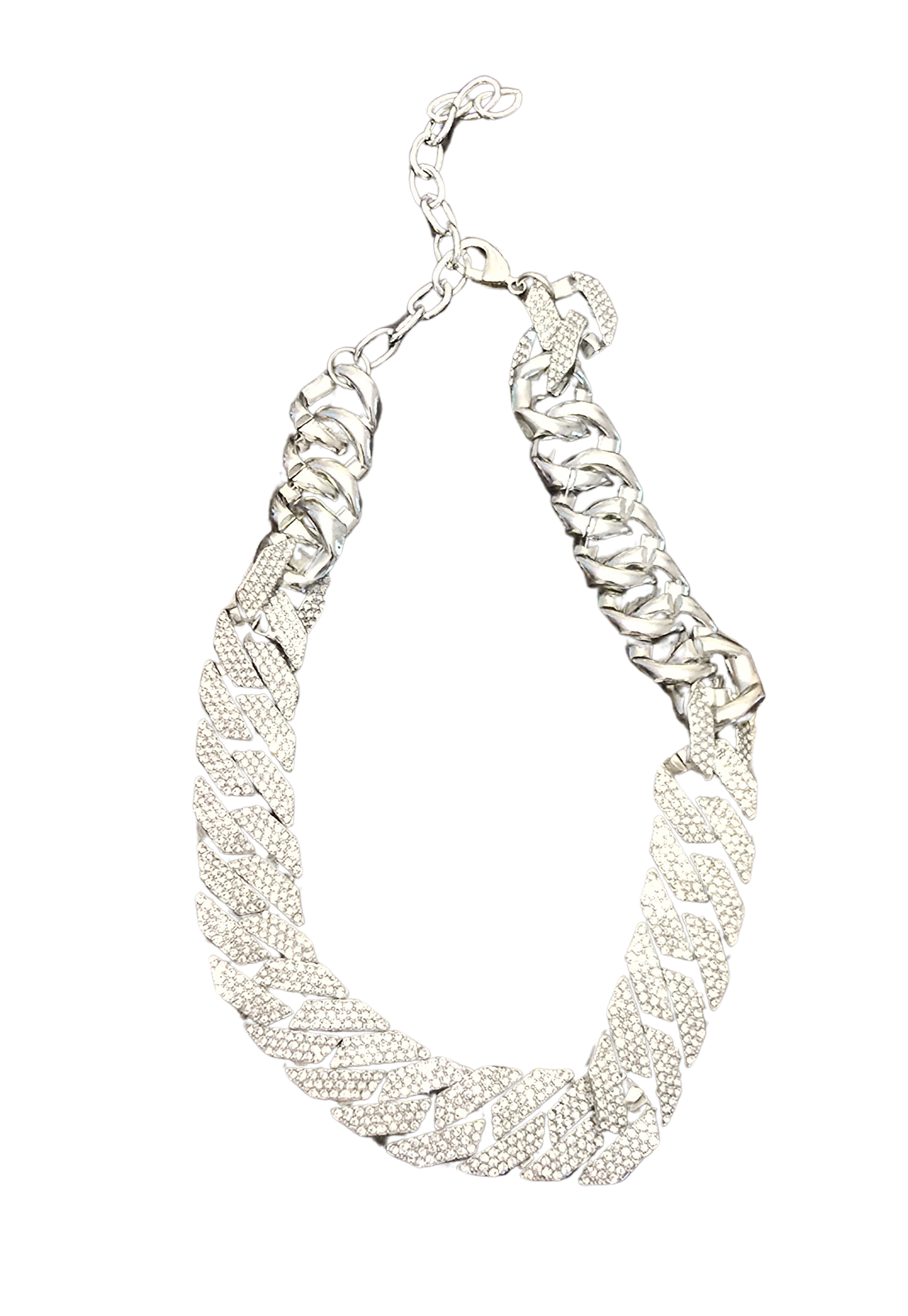 Sparkling Stainless Steel Choker Necklace – 15" Adjustable, Never Worn