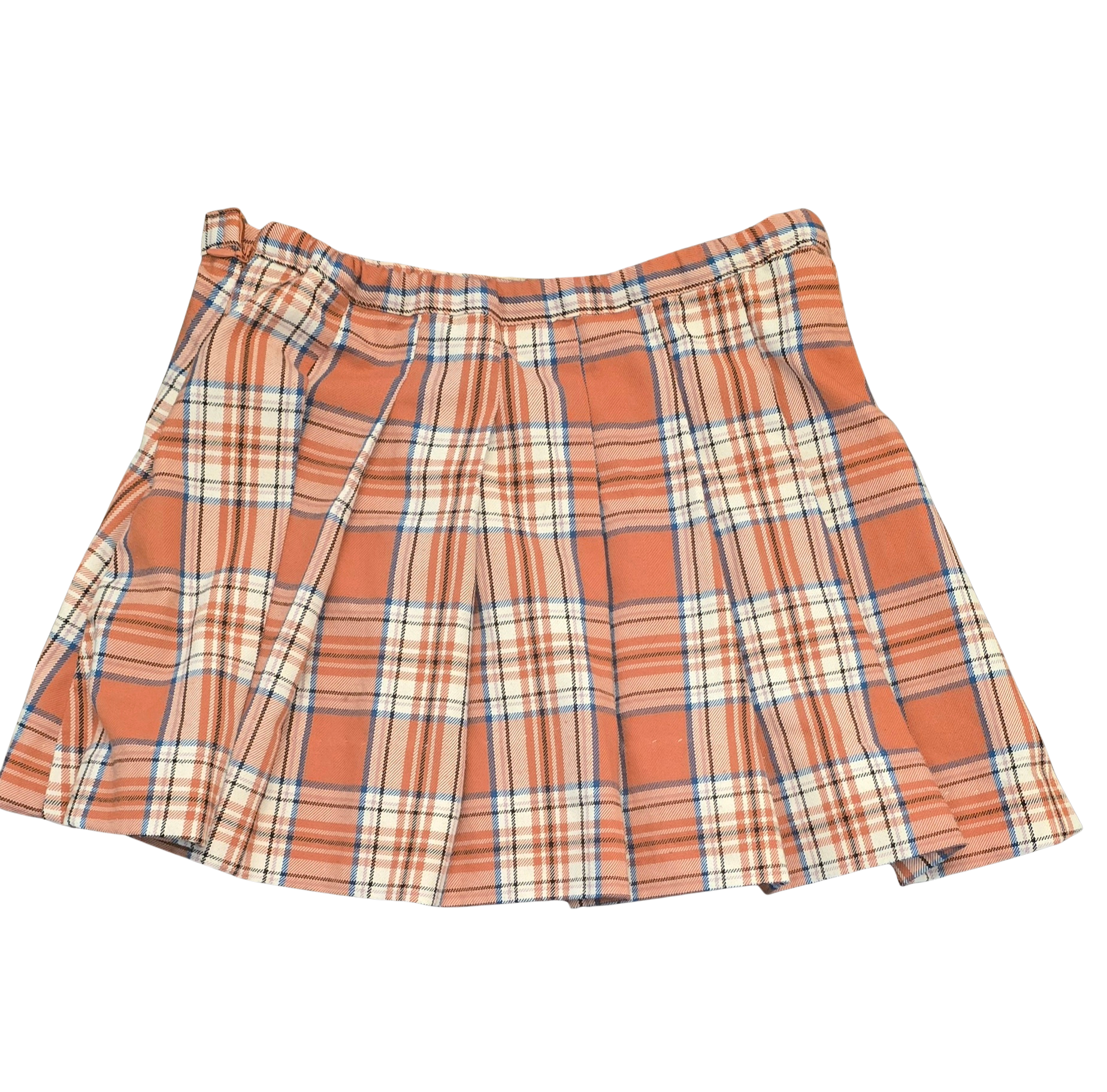 Wonder Nation Plaid Skirt – Orange & White – Kids Size M (7/8) – Stretch Waist (Gently Loved)