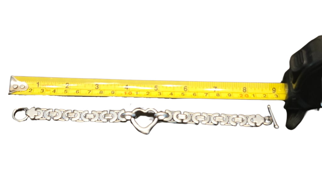 Stainless Steel Heart Toggle Bracelet – 8" XL, Never Worn & Ready to Shine