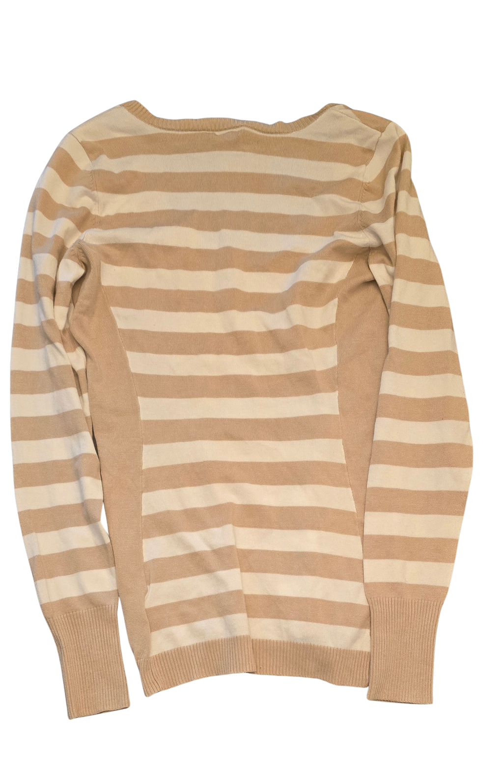 GUESS Long Sleeve Shirt – Beige & White Striped – Size Large (New)