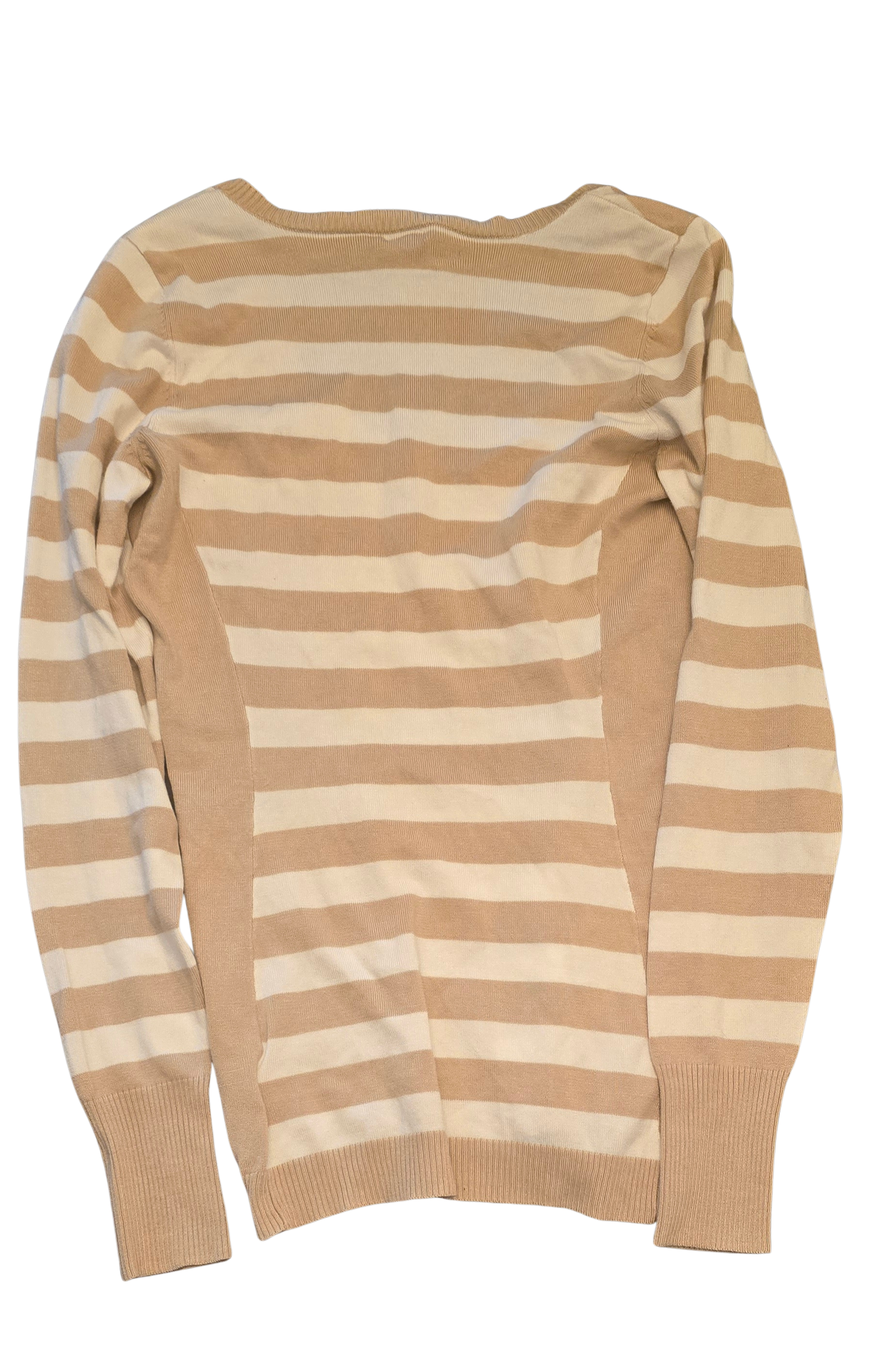 GUESS Long Sleeve Shirt – Beige & White Striped – Size Large (New)