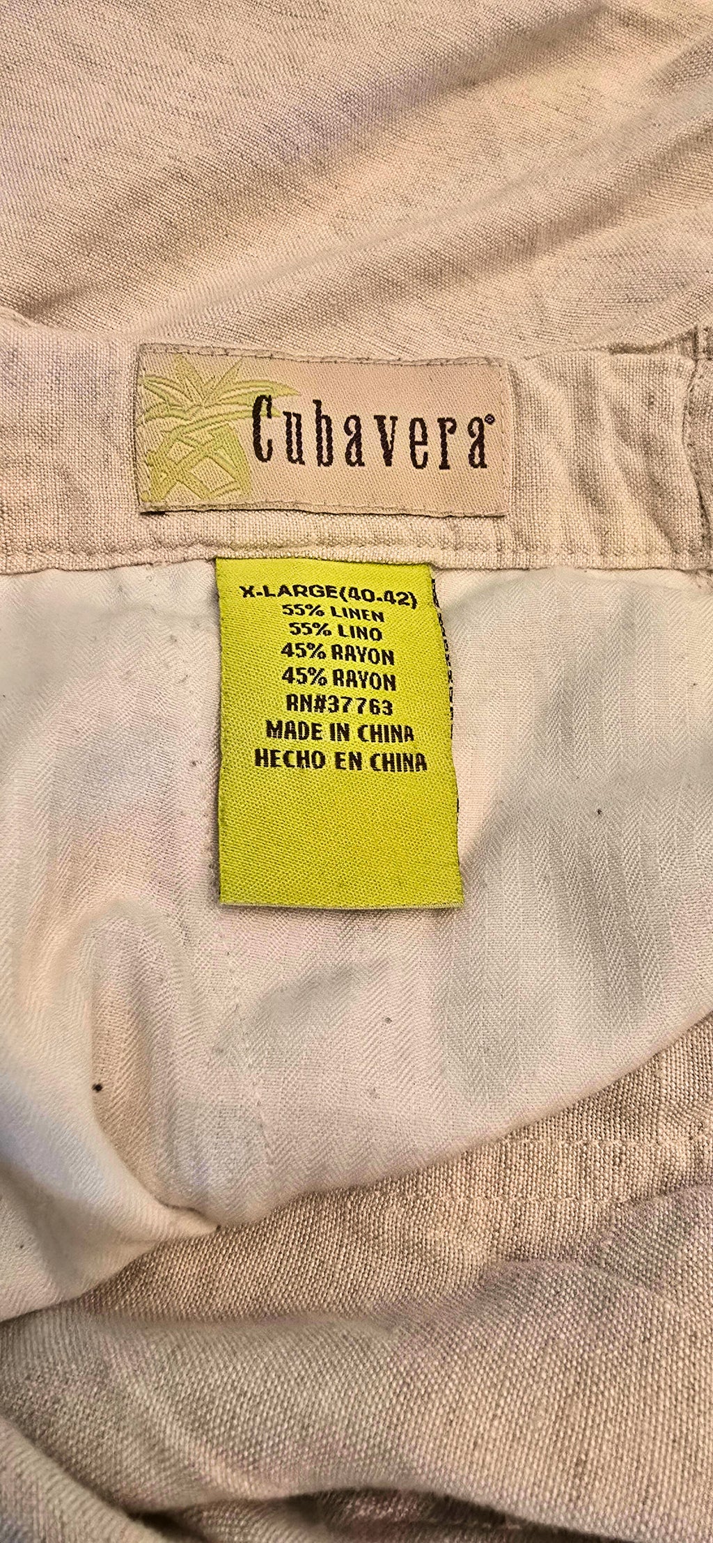 Cubavera Men’s Linen Pants – Size XL (40–42), Beige, Drawstring Waist