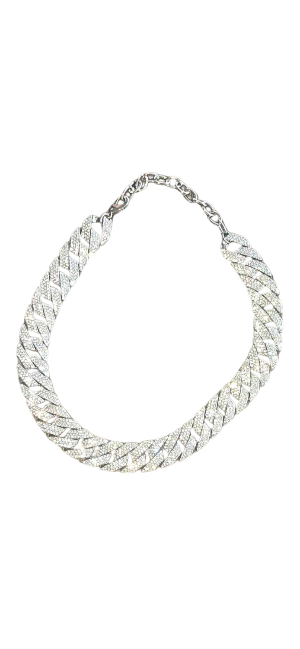 Sparkling Stainless Steel Choker Necklace – 15" Adjustable, Never Worn