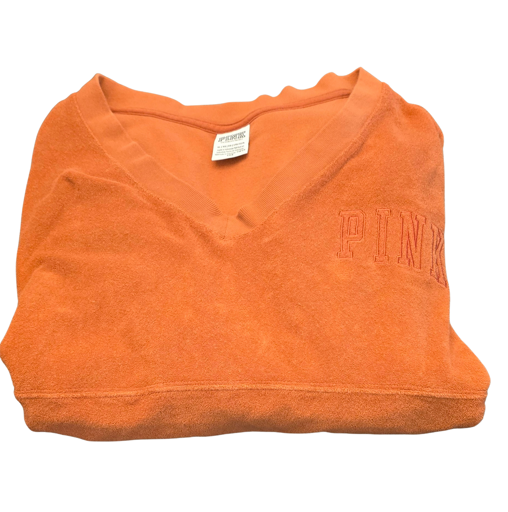 PINK Long Sleeve V-Neck Shirt – Women’s Size XL, Orange (Gently Loved)