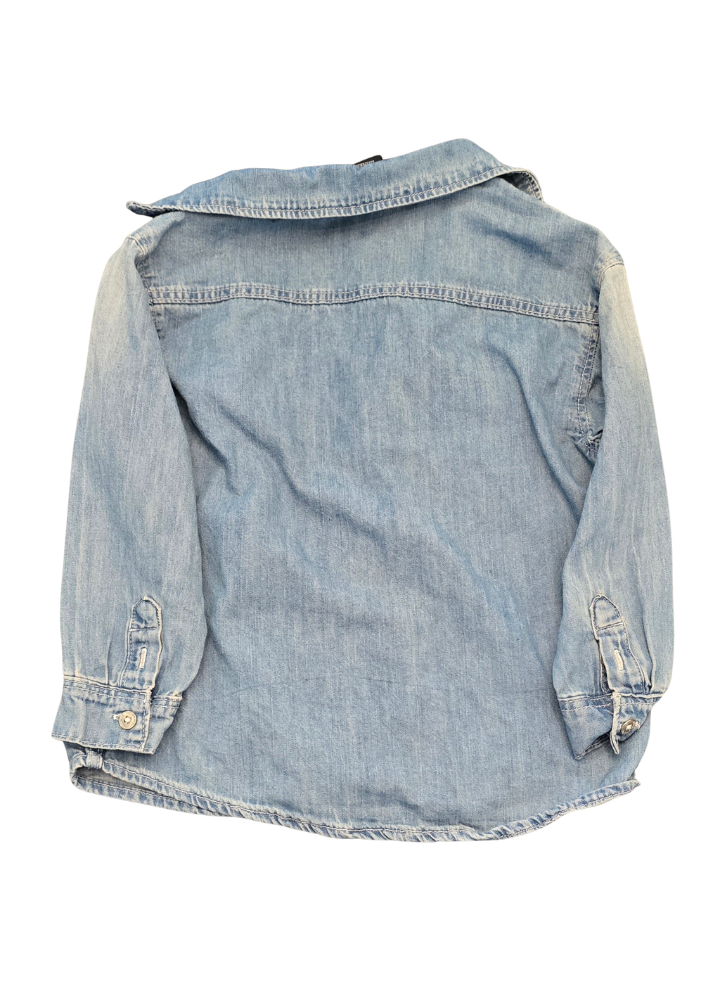Toddler Denim Button-Down Shirt – Size 4T – Faded Wash, Long Sleeve (Gently Loved)