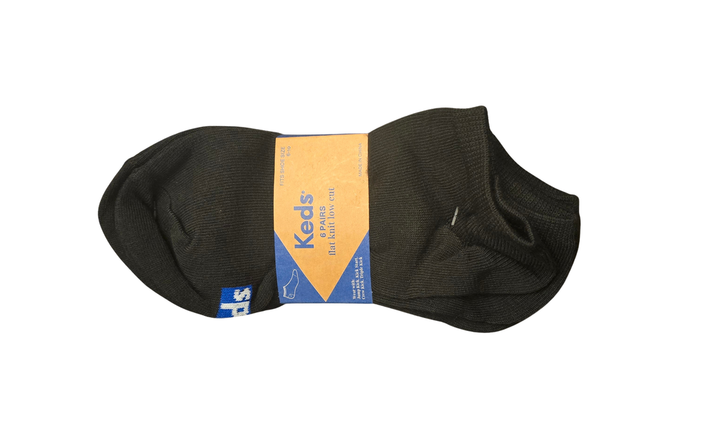 Keds Low-Cut Socks – 6 Pairs – Black – Women’s Shoe Size 6–10 (New)