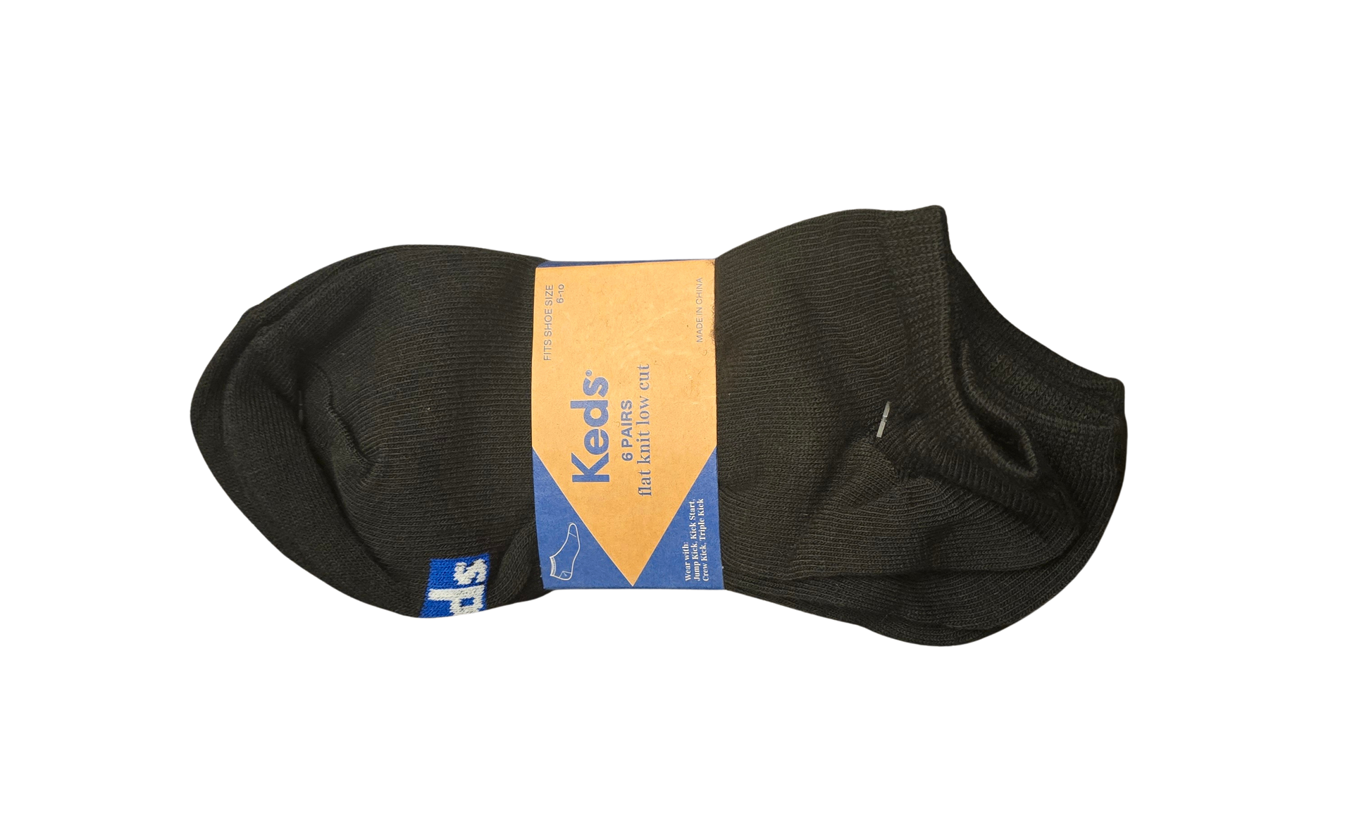Keds Low-Cut Socks – 6 Pairs – Black – Women’s Shoe Size 6–10 (New)