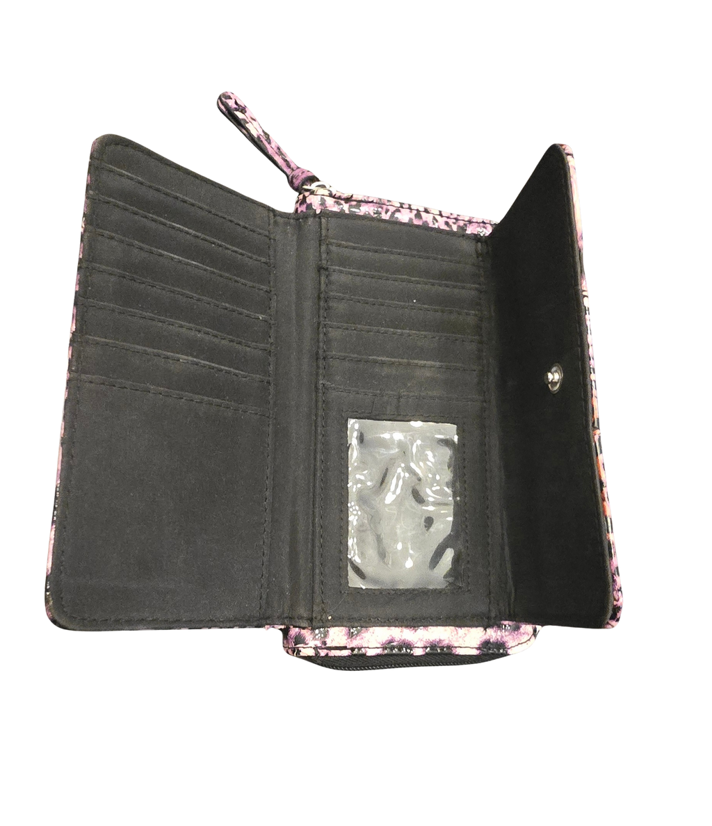 Kenneth Cole Reaction Large Wallet – Purple & Black Leopard Print