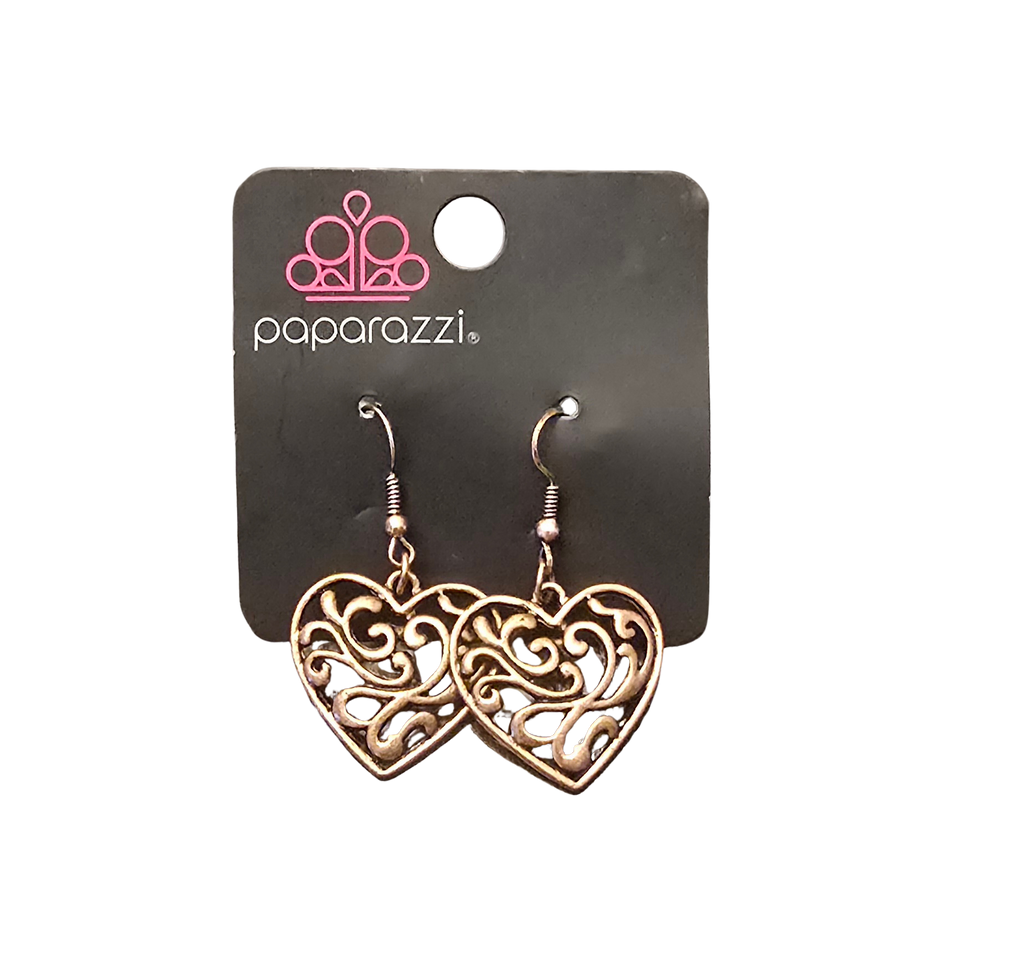 🧡 Paparazzi “The Truth” Earrings – Copper Hearts