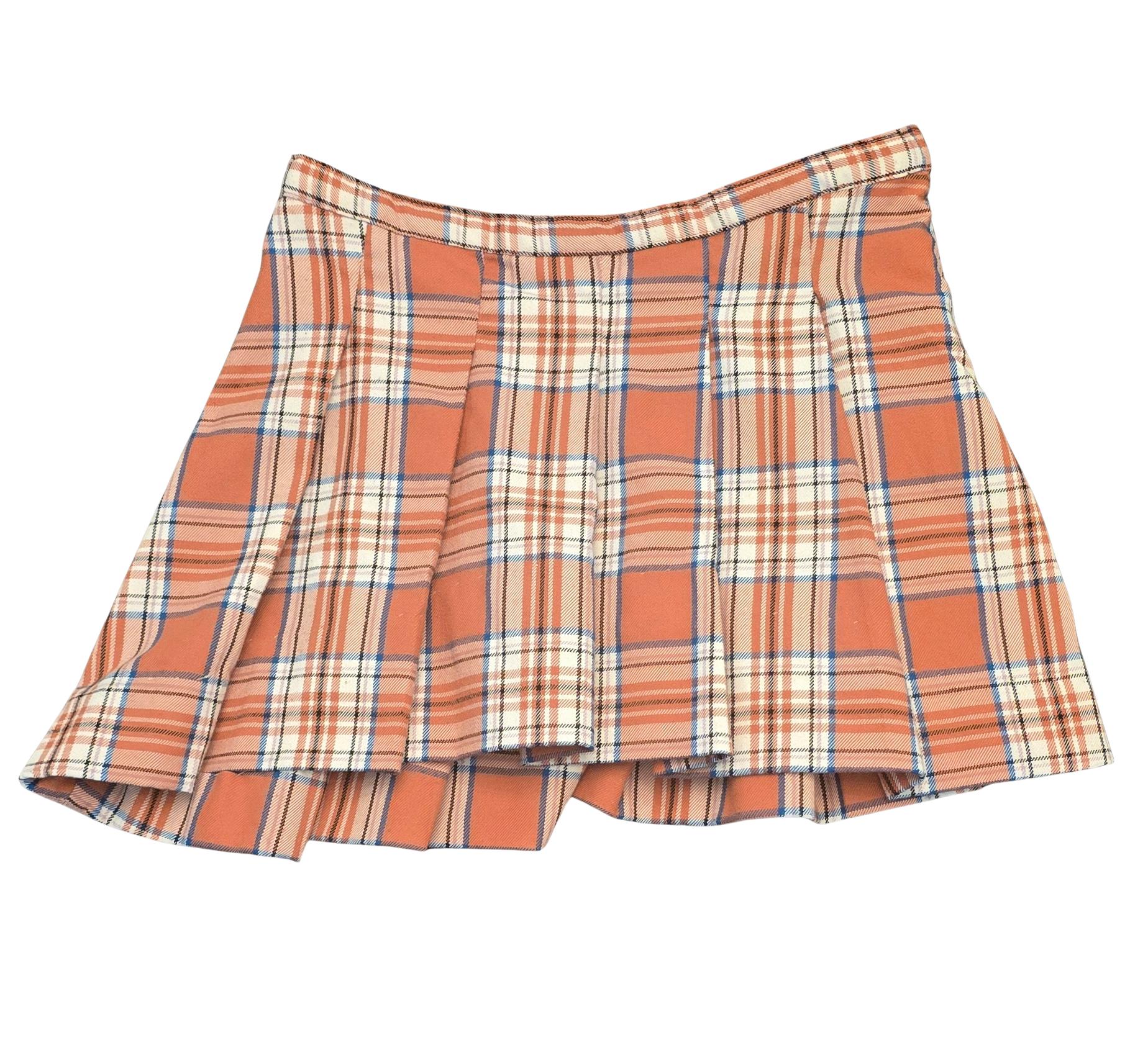Wonder Nation Plaid Skirt – Orange & White – Kids Size M (7/8) – Stretch Waist (Gently Loved)