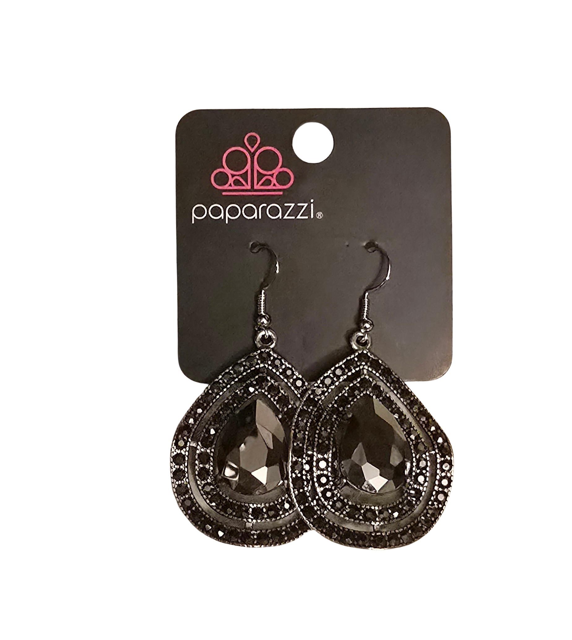 👑 Paparazzi “Royal Squad” Earrings – Black and Silver Tone
