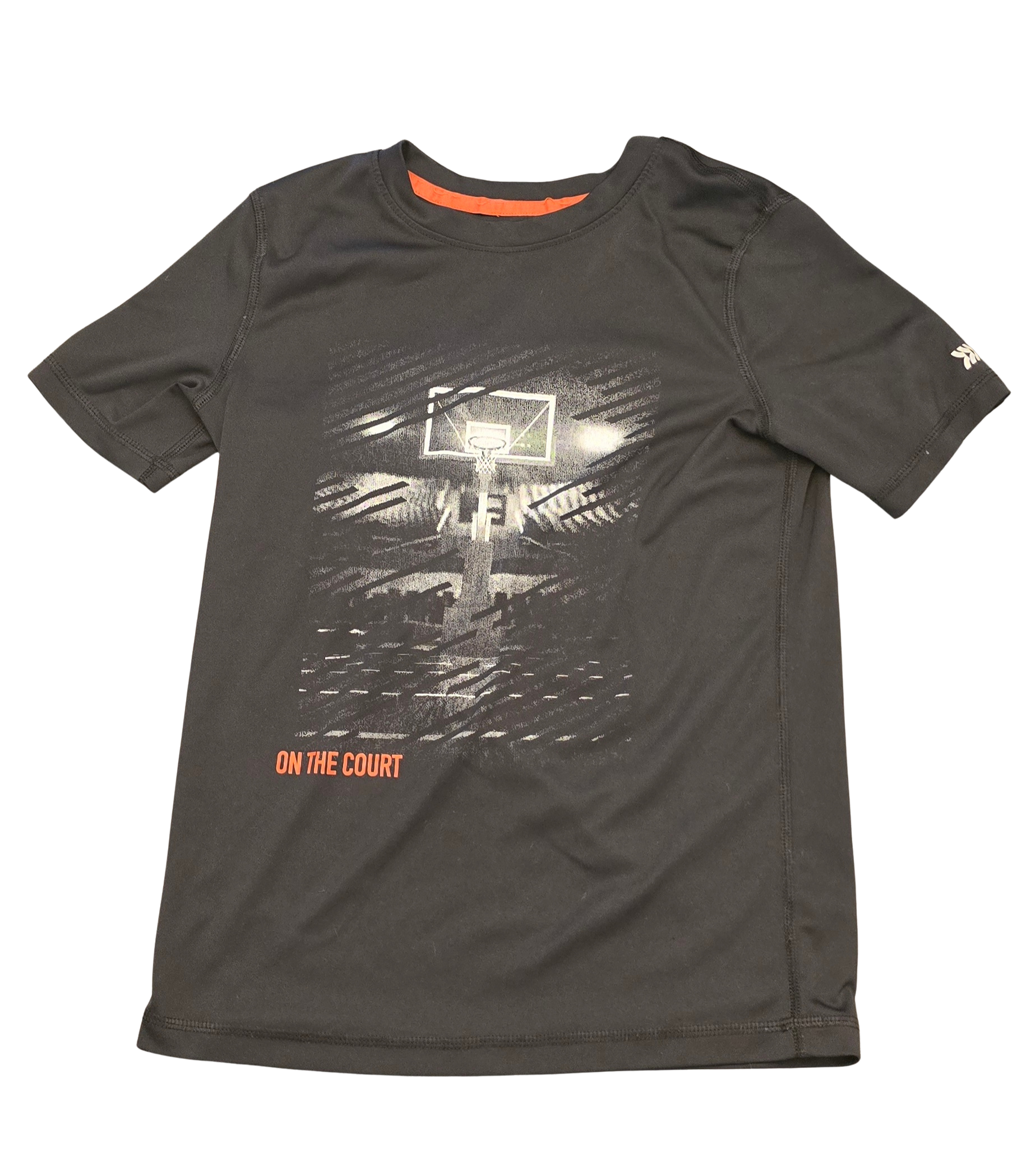 All in Motion Boys’ Active T-Shirt – Black with Basketball Graphic – Size M (8/10) (Gently Loved)