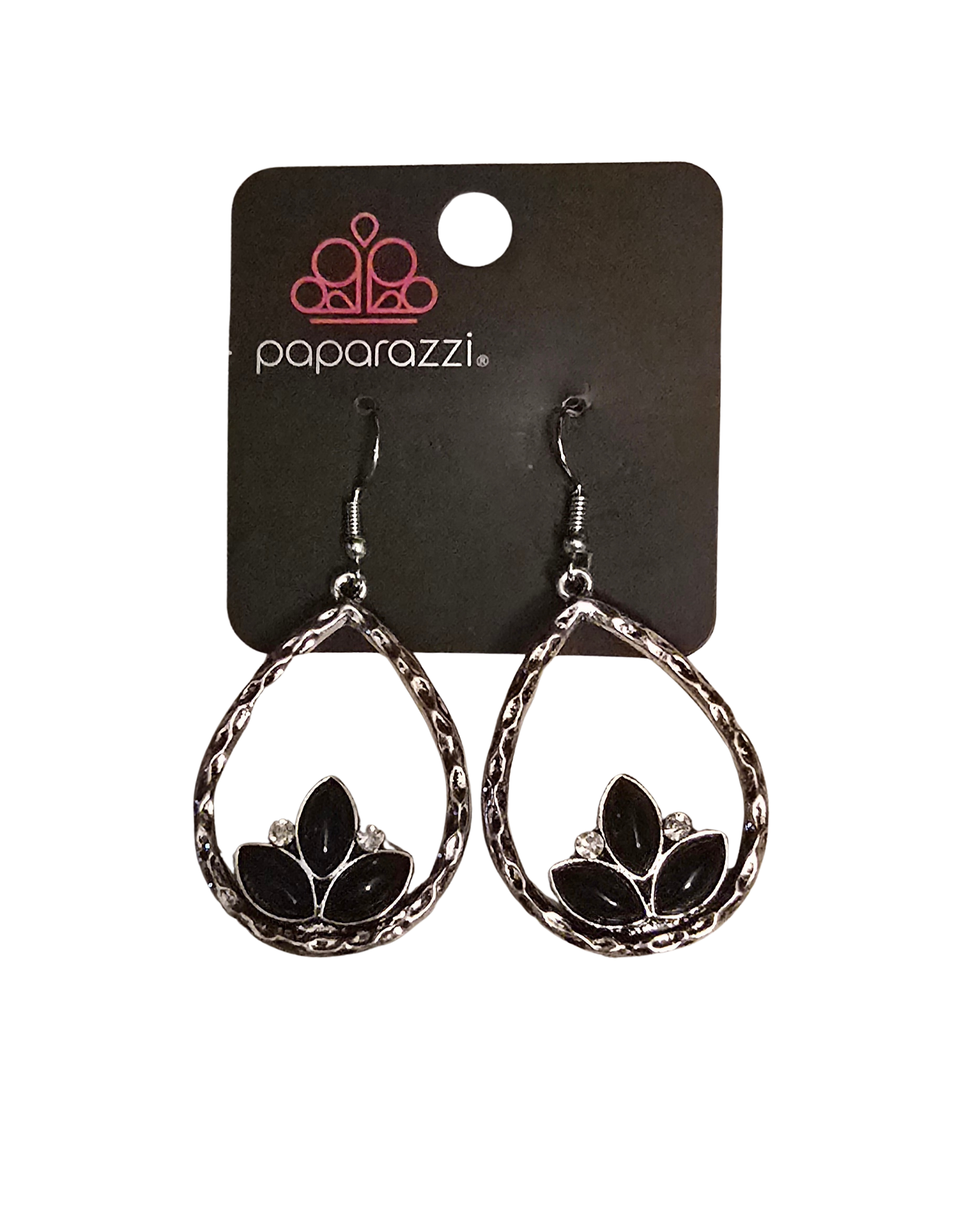 ✨ Paparazzi Lotus Earrings – Black & Silver