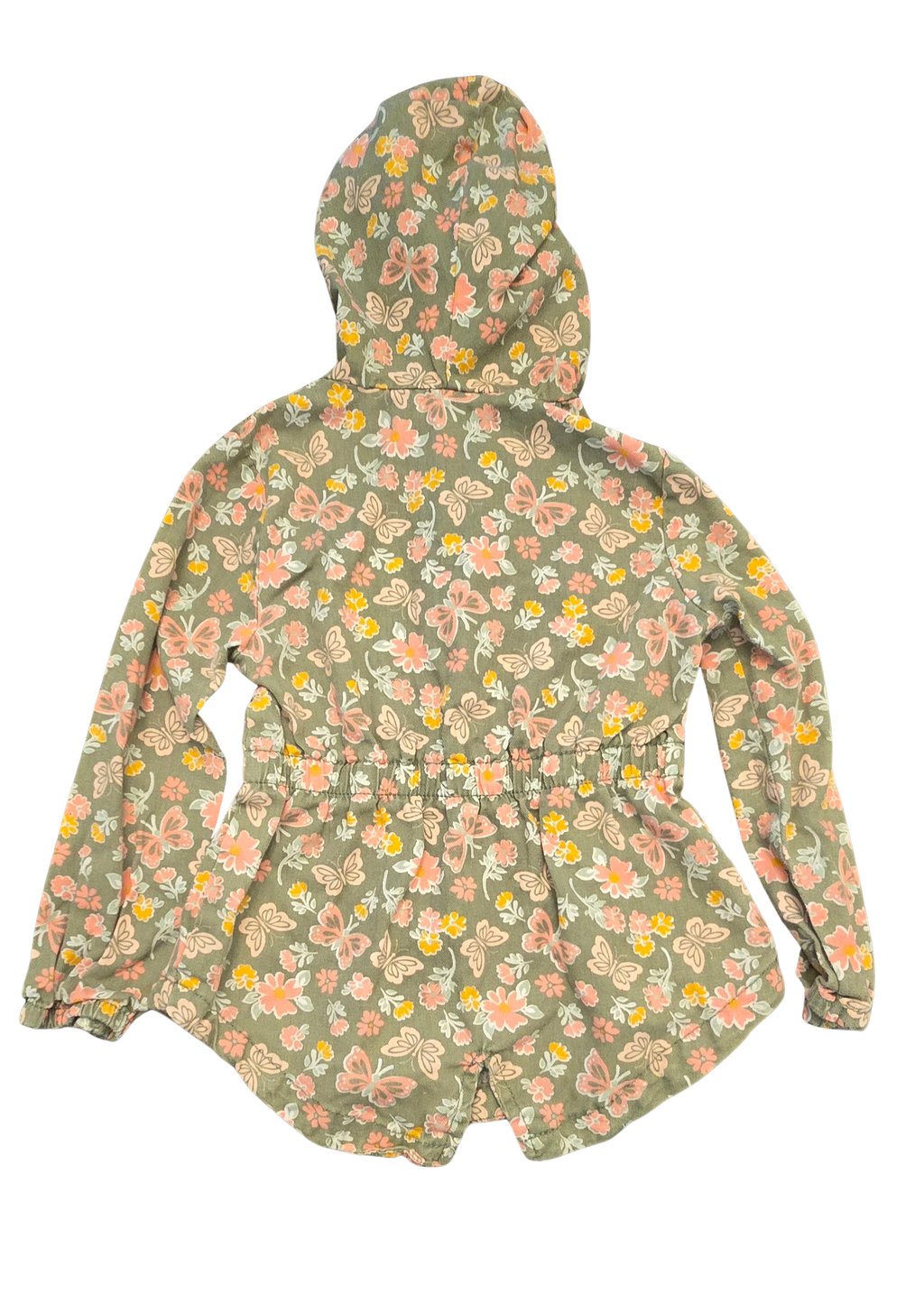 Girls’ 4T Floral & Butterfly Hooded Jacket – Zipper Front – Super Cute & Colorful (Gently Loved)