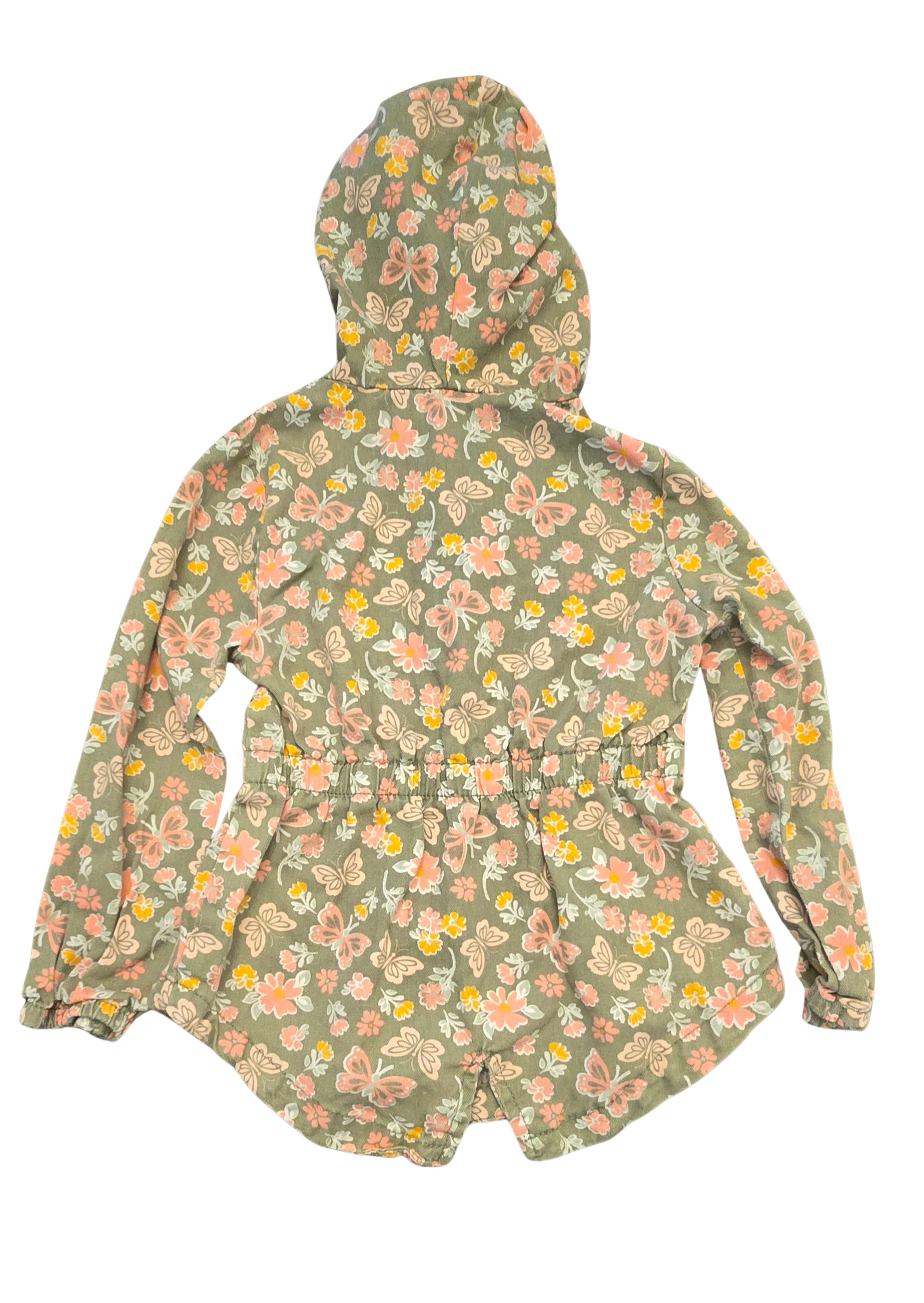 Girls’ 4T Floral & Butterfly Hooded Jacket – Zipper Front – Super Cute & Colorful (Gently Loved)