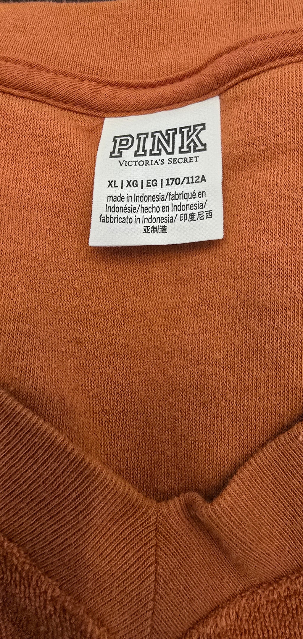 PINK Long Sleeve V-Neck Shirt – Women’s Size XL, Orange (Gently Loved)